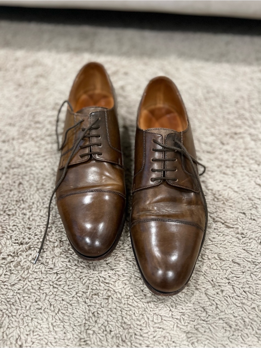 Suitsupply Brown Leather Cap-Toe Derbys size 9